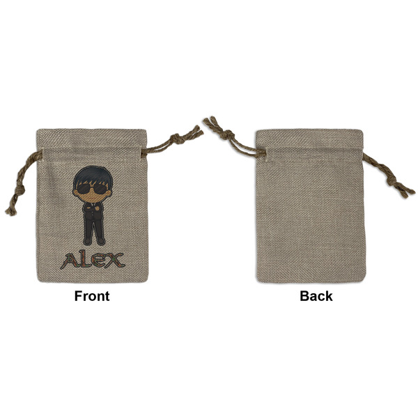 Brown Argyle Small Burlap Gift Bag - Front Approval