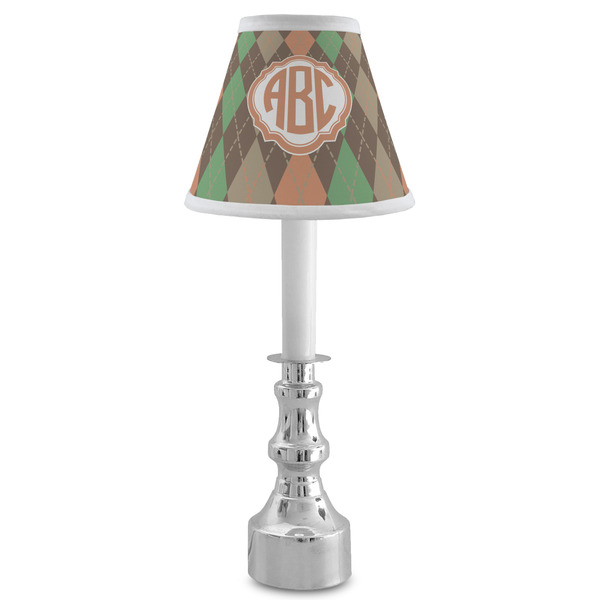 Brown Argyle Small Chandelier Lamp - LIFESTYLE (on candle stick)