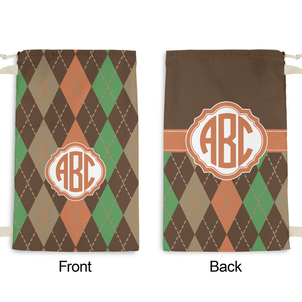 Brown Argyle Small Laundry Bag - Front & Back View