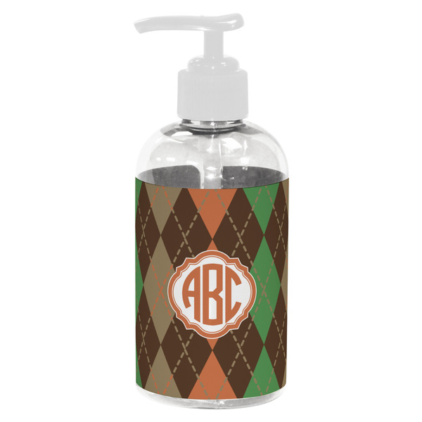 Brown Argyle Small Liquid Dispenser (8 oz) - White