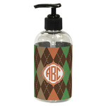 Brown Argyle Plastic Soap / Lotion Dispenser (8 oz - Small - Black) (Personalized)