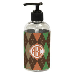 Brown Argyle Plastic Soap / Lotion Dispenser (8 oz - Small - Black) (Personalized)