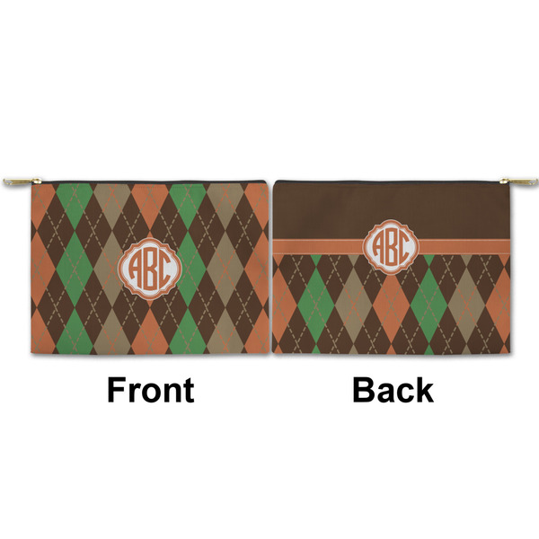 Brown Argyle Small Zipper Pouch Approval (Front and Back)