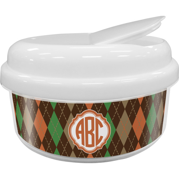 Custom Brown Argyle Snack Container (Personalized)