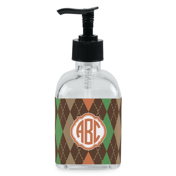 Custom Brown Argyle Glass Soap & Lotion Bottle - Single Bottle (Personalized)