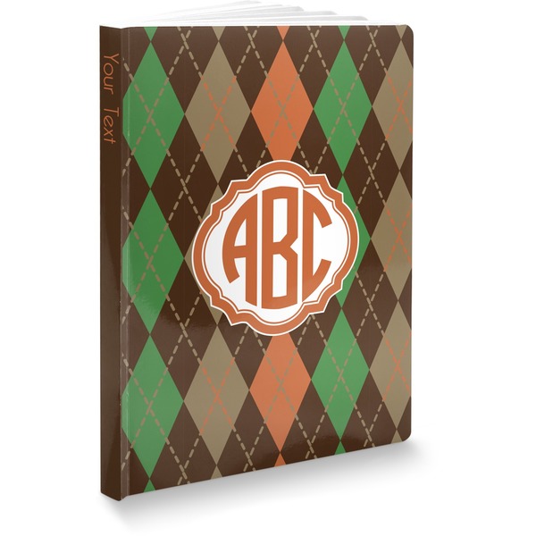 Custom Brown Argyle Softbound Notebook - 7.25" x 10" (Personalized)