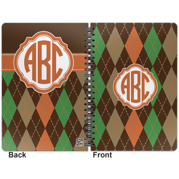 Brown Argyle Spiral Journal 7 x 10 - Apvl