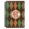 Brown Argyle Spiral Notebook - 7x10 w/ Monogram