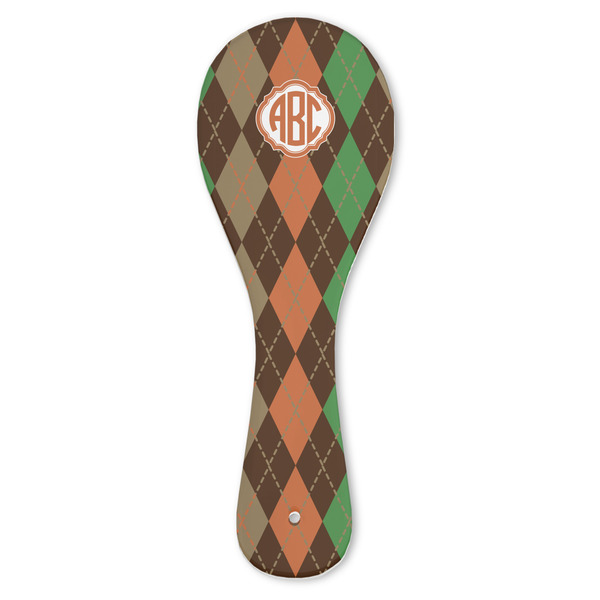 Custom Brown Argyle Ceramic Spoon Rest (Personalized)