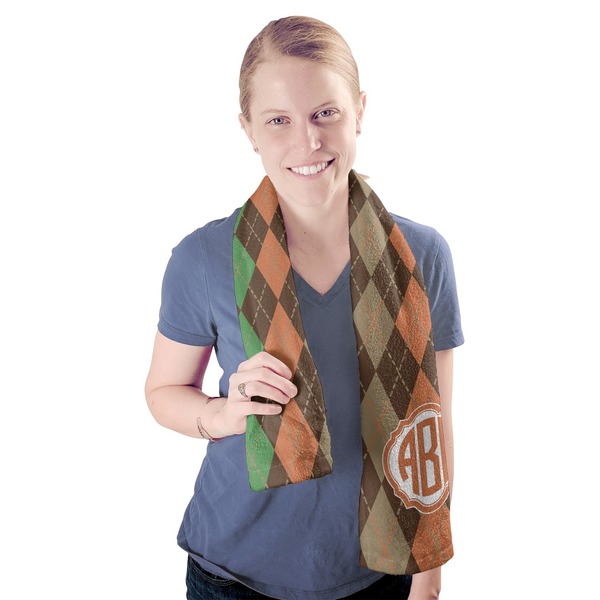Brown Argyle Sport Towel - Exercise use - Model