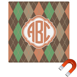 Brown Argyle Square Car Magnet - 6" (Personalized)