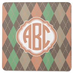 Brown Argyle Square Rubber Backed Coaster (Personalized)