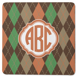 Brown Argyle Square Rubber Backed Coaster (Personalized)