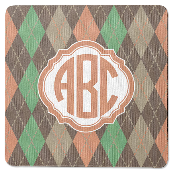 Custom Brown Argyle Square Rubber Backed Coaster (Personalized)