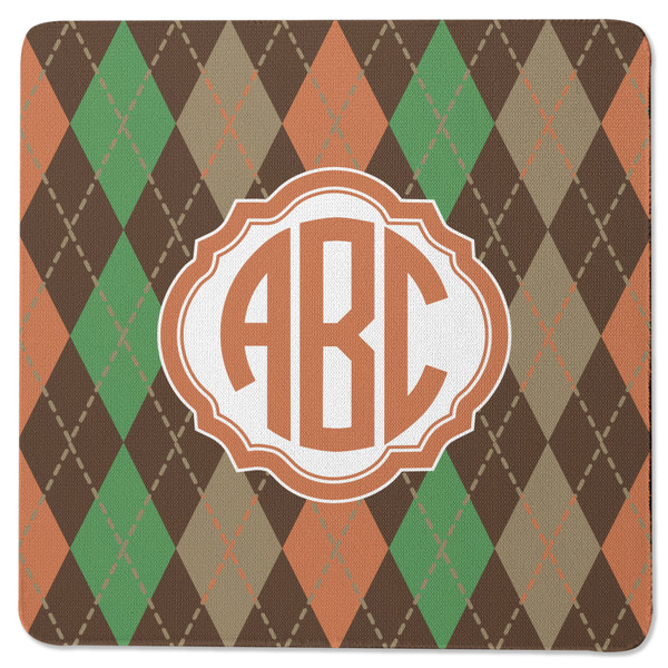 Brown Argyle Square Coaster Rubber Back - Single