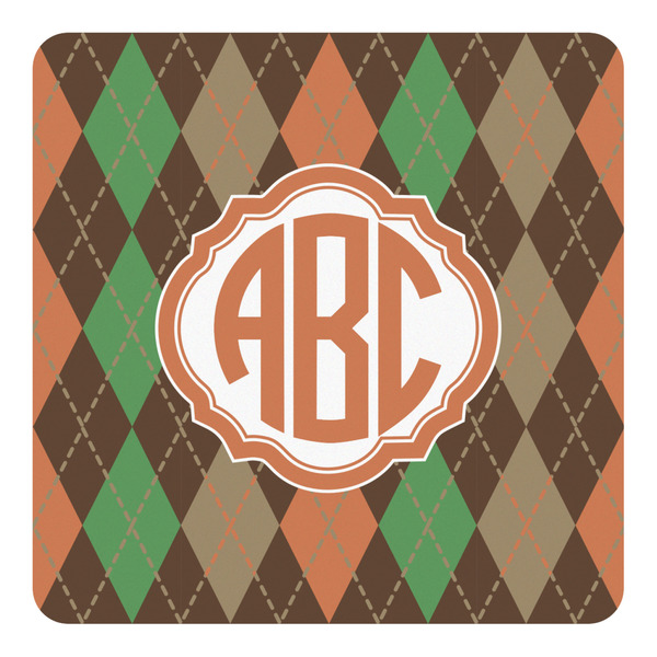 Custom Brown Argyle Square Decal - Large (Personalized)