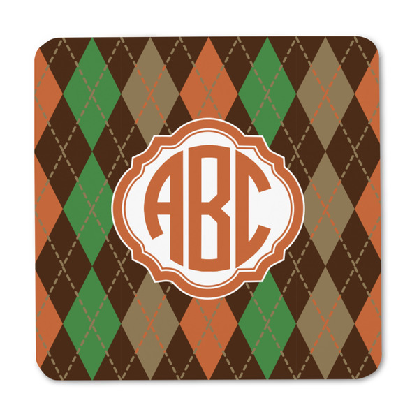 Brown Argyle Square Fridge Magnet - FRONT