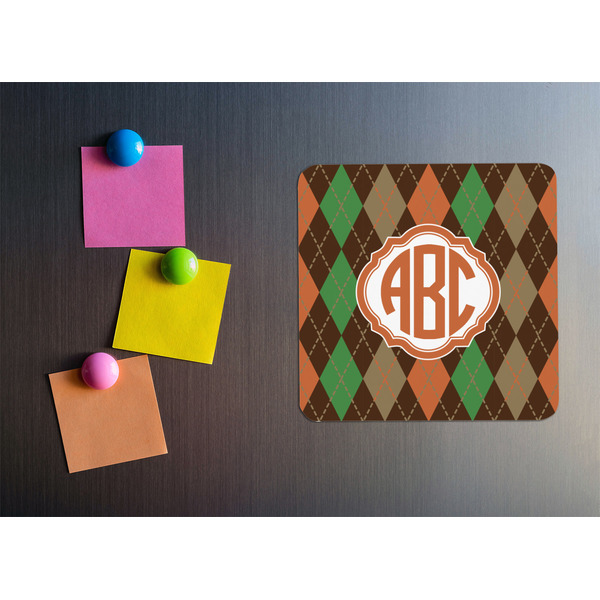 Brown Argyle Square Fridge Magnet - LIFESTYLE