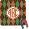 Brown Argyle Square Fridge Magnet w/ Monogram