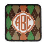 Brown Argyle Iron On Square Patch w/ Monogram