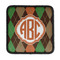 Brown Argyle Iron On Square Patch w/ Monogram