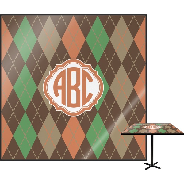 Custom Brown Argyle Square Table Top (Personalized)
