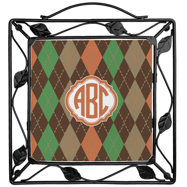 Custom Brown Argyle Square Trivet (Personalized)