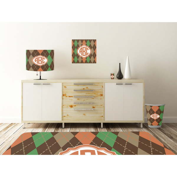 Brown Argyle Square Wall Decal Wooden Desk