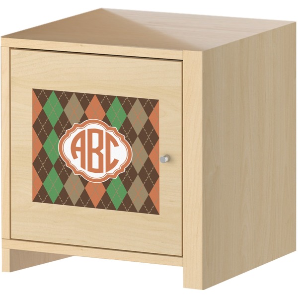 Brown Argyle Square Wall Decal on Wooden Cabinet