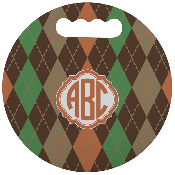 Custom Brown Argyle Stadium Cushion (Round) (Personalized)
