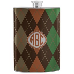 Brown Argyle Stainless Steel Flask (Personalized)