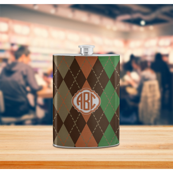 Brown Argyle Stainless Steel Flask - LIFESTYLE 2