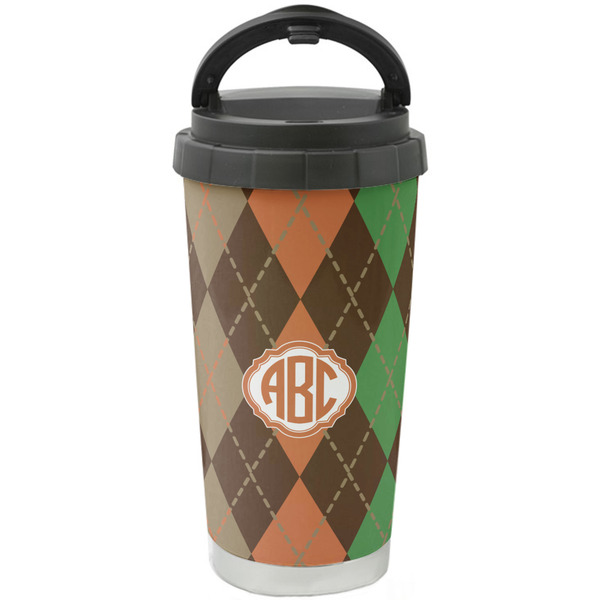 Custom Brown Argyle Stainless Steel Coffee Tumbler (Personalized)