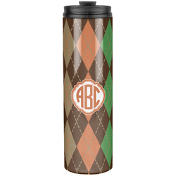 Brown Argyle Stainless Steel Skinny Tumbler - 20 oz (Personalized)