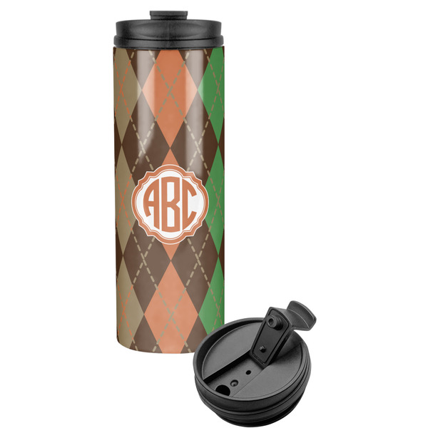 Custom Brown Argyle Stainless Steel Skinny Tumbler (Personalized)