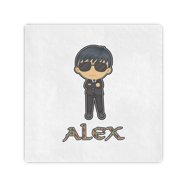 Custom Brown Argyle Cocktail Napkins (Personalized)