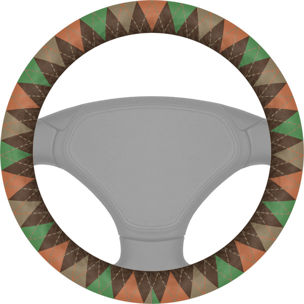 Custom Brown Argyle Steering Wheel Cover