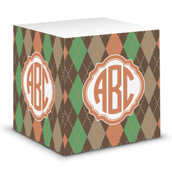 Brown Argyle Sticky Note Cube (Personalized)