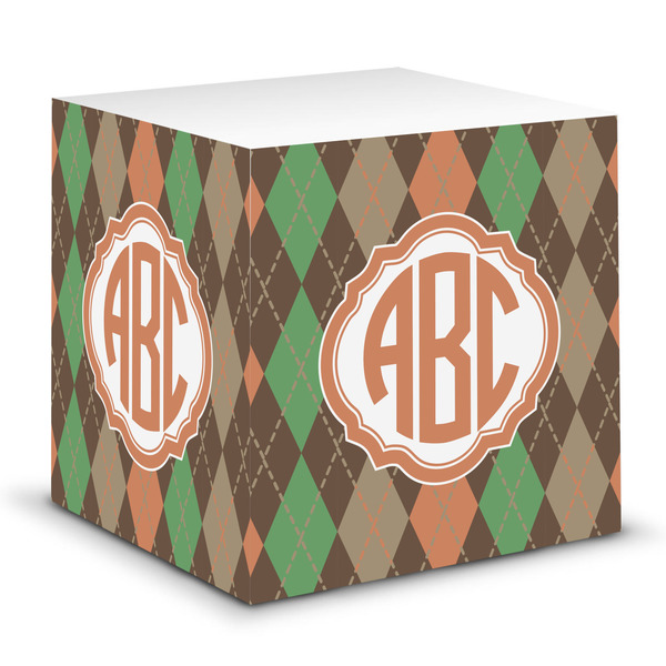 Custom Brown Argyle Sticky Note Cube (Personalized)