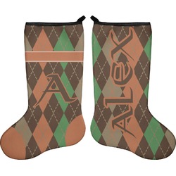 Brown Argyle Holiday Stocking - Double-Sided - Neoprene (Personalized)