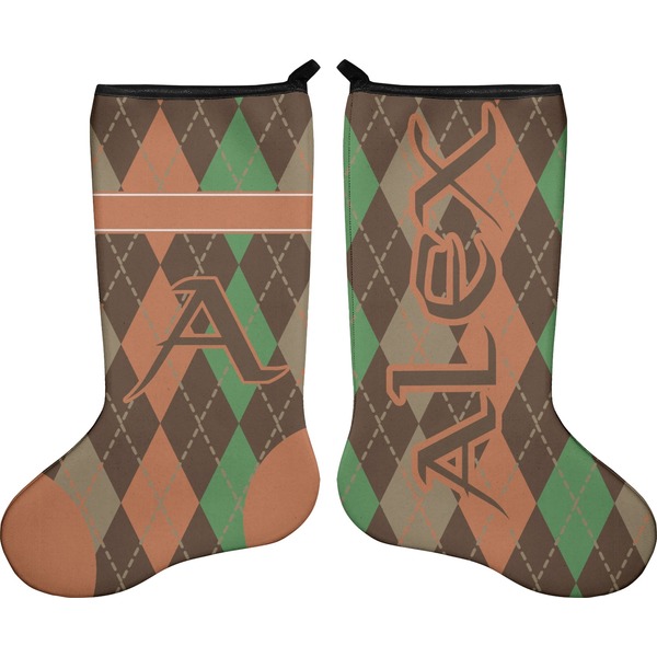 Brown Argyle Stocking - Double-Sided - Approval