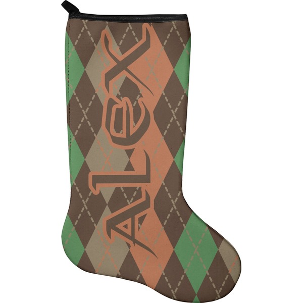 Custom Brown Argyle Holiday Stocking - Neoprene (Personalized)