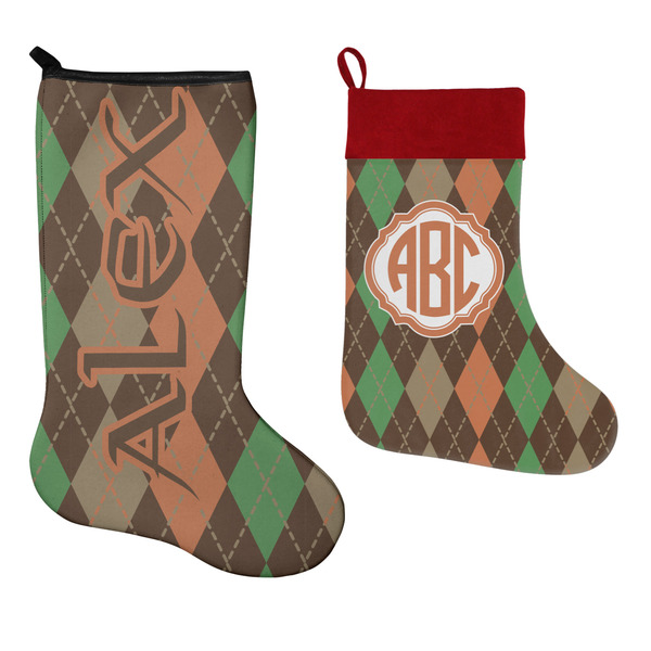 Brown Argyle Stockings - Side by Side compare