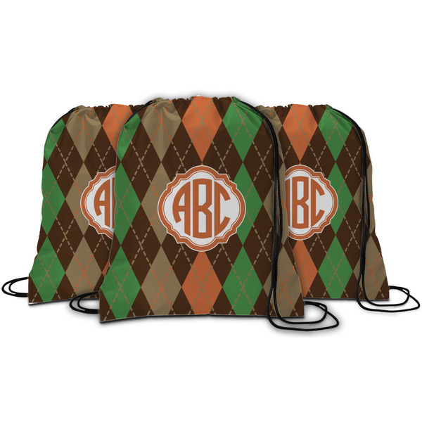 Brown Argyle String Backpack - MAIN