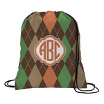 Brown Argyle Drawstring Backpack (Personalized)