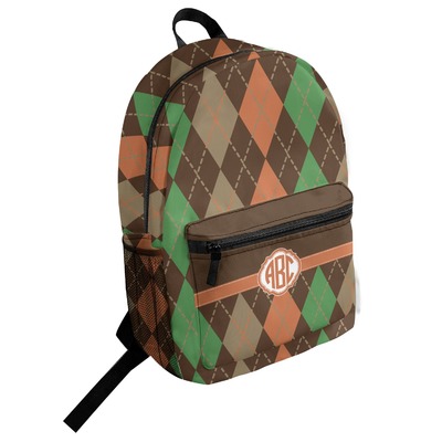 Brown Argyle Student Backpack (Personalized)