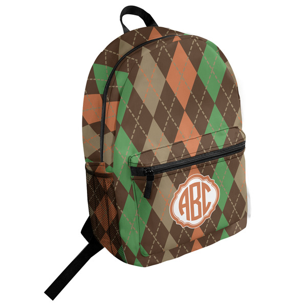 Custom Brown Argyle Student Backpack (Personalized)