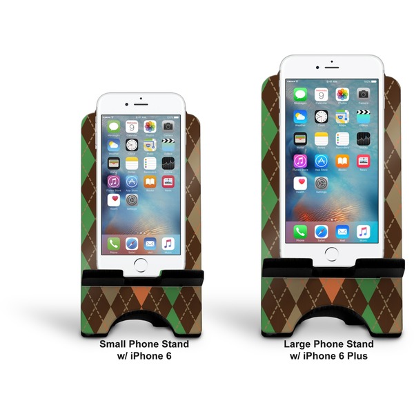 Brown Argyle Stylized Phone Stand - Comparison