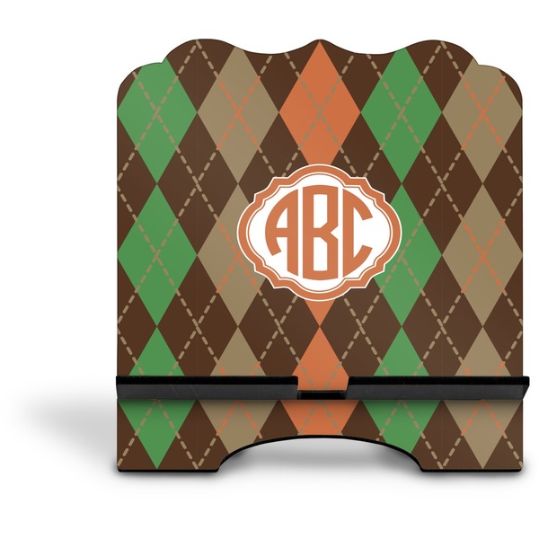 Brown Argyle Stylized Tablet Stand - Front without iPad