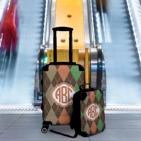 Brown Argyle Suitcase Set 4 - IN CONTEXT